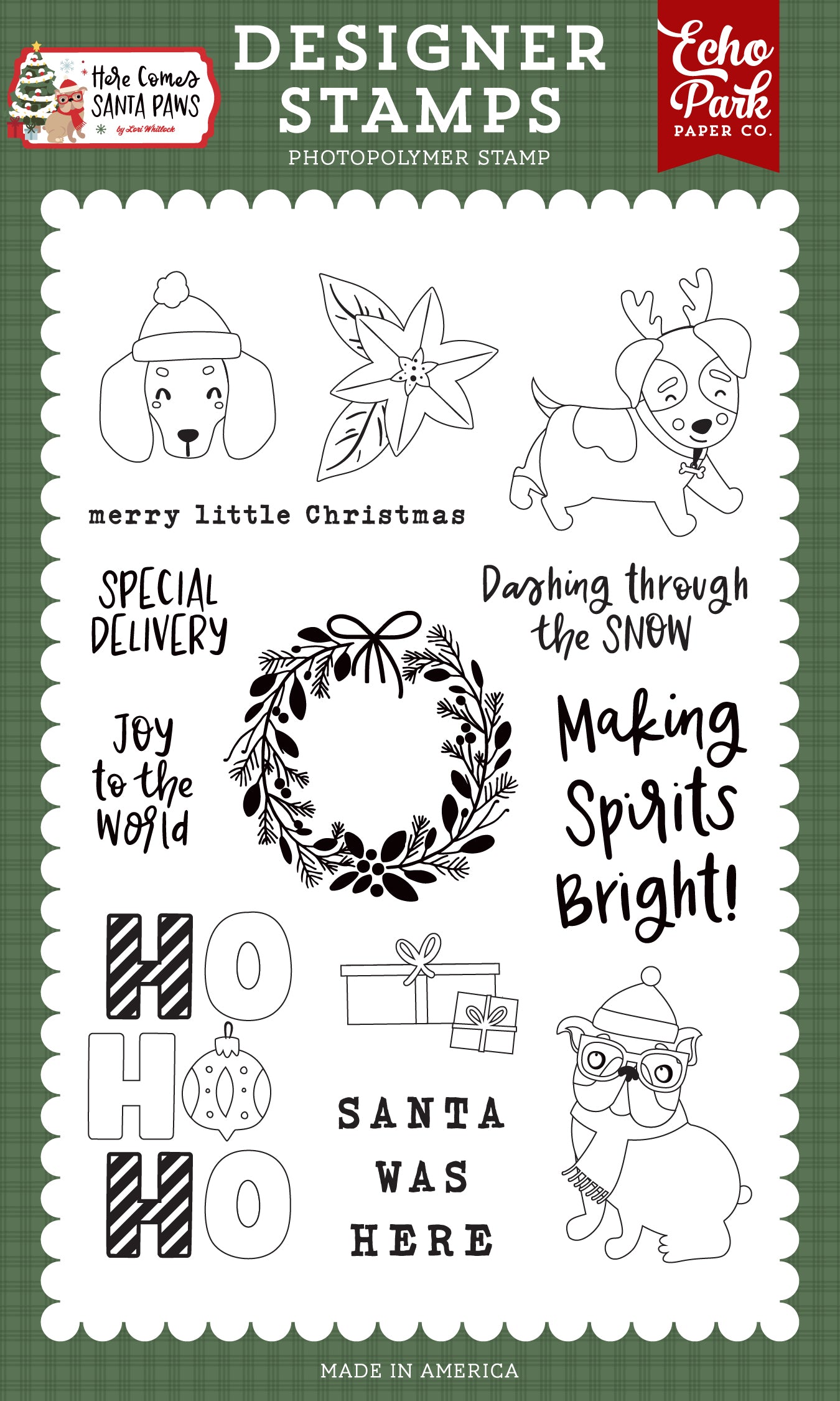 Echo Park - Here Comes Santa Paws: Merry Little Christmas Stamp Set