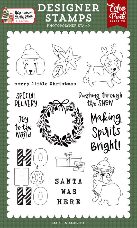 Echo Park - Here Comes Santa Paws: Merry Little Christmas Stamp Set