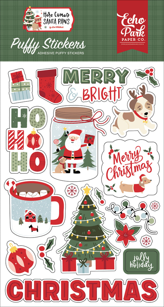 Echo Park - Here Comes Santa Paws Collection -Puffy Stickers