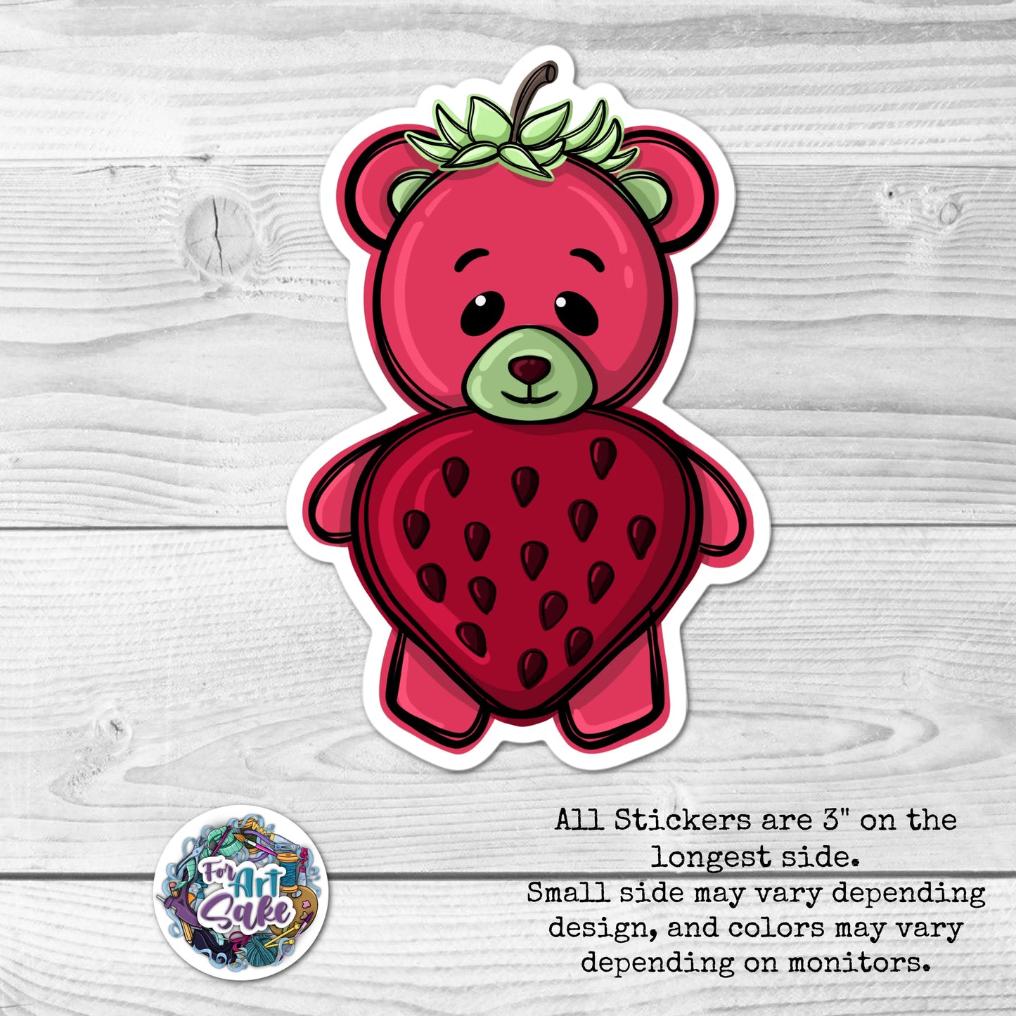 For Art Sake Stickers -  3" Sticker -Straw-Berry