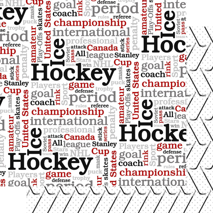 SSC Designs - Hockey Season Collection - 12 x 12 Double-Sided Scrapbook Paper - Stick & Score