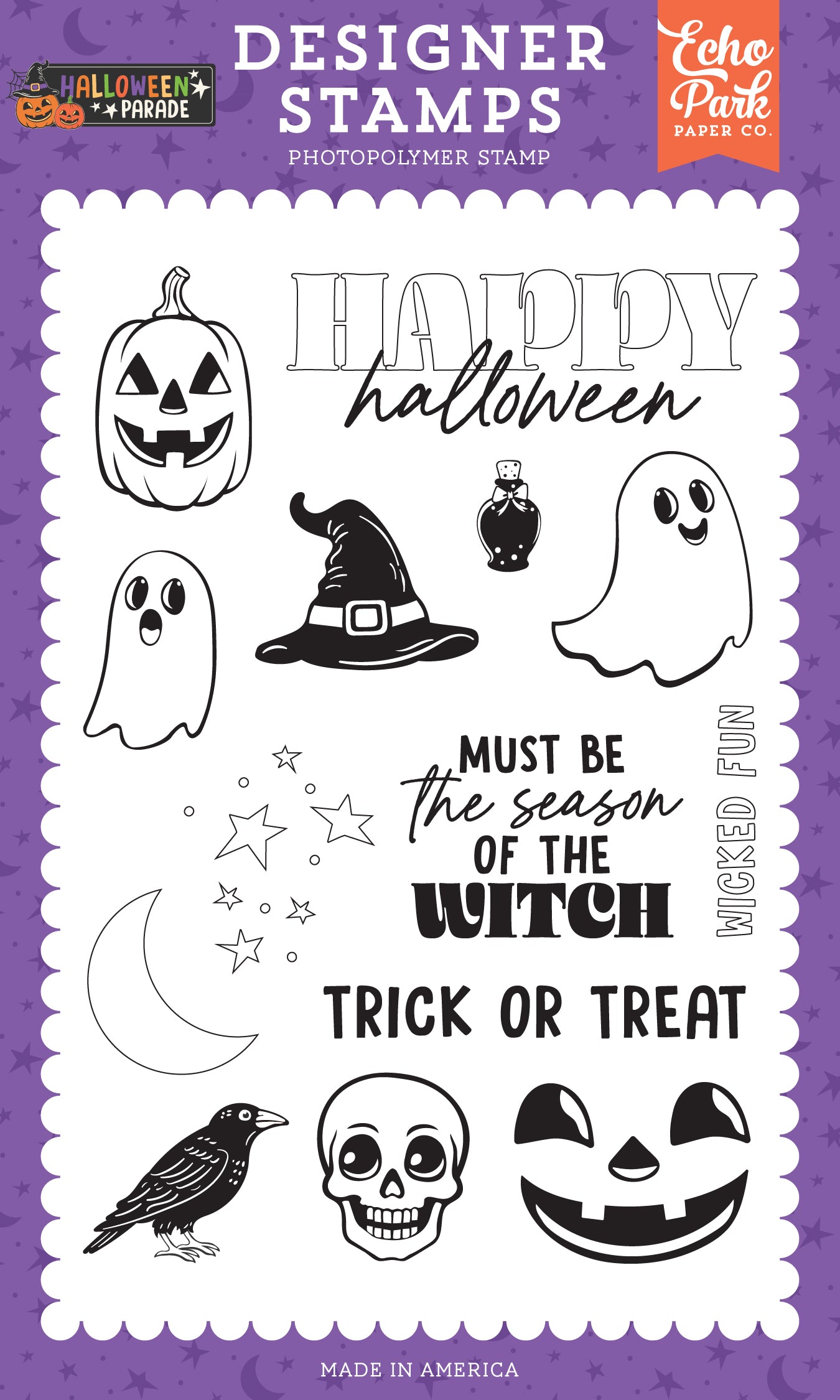 Echo Park - Halloween Parade Collection - Photopolymer Stamp Set - Season Of The Witch