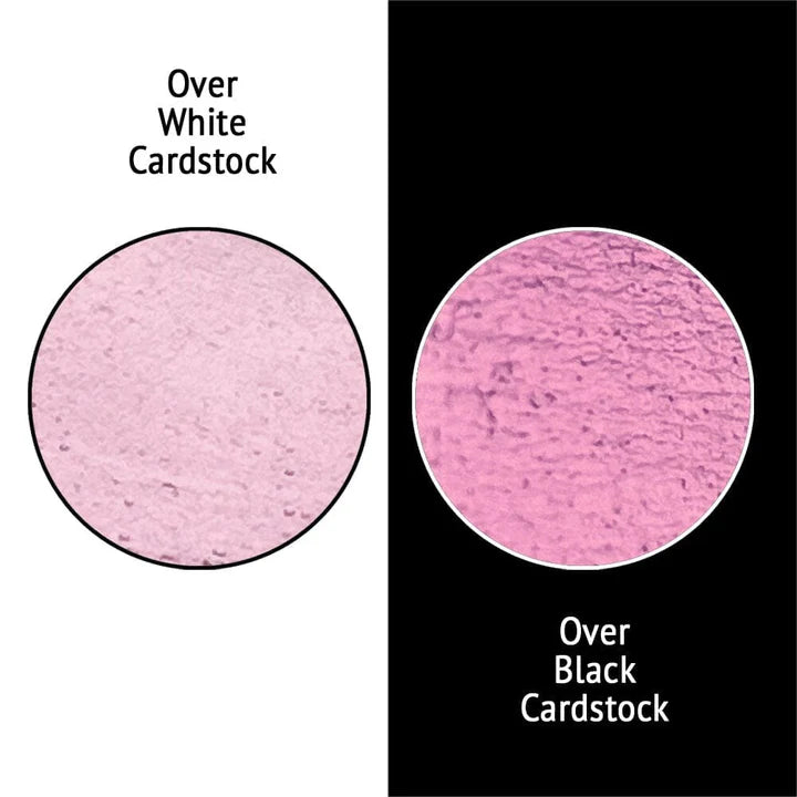 Comparison of Cross My Heart Solar Paste on white and black cardstocks