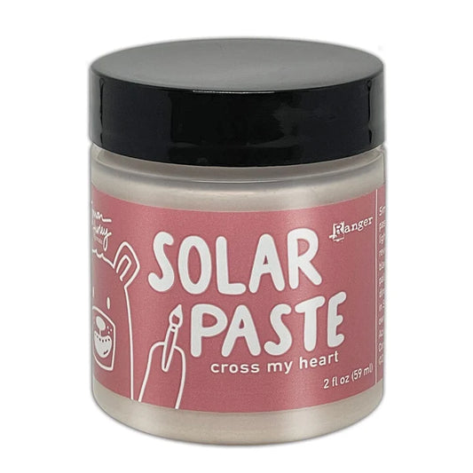 Jar of 'Solar Paste' with a pink label on a white background