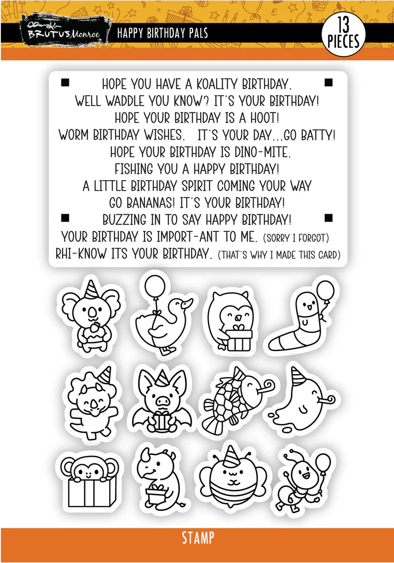 Brutus Monroe - Happy Birthday Pals | 6x8 Stamp Set