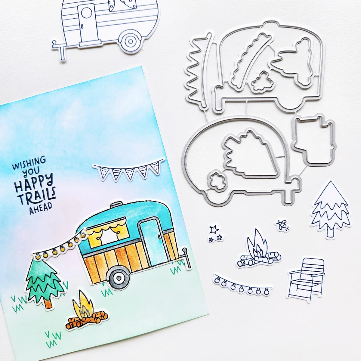 Catherine Pooler Designs - Trail Mix Collection - Dies - Happy Trail-ers