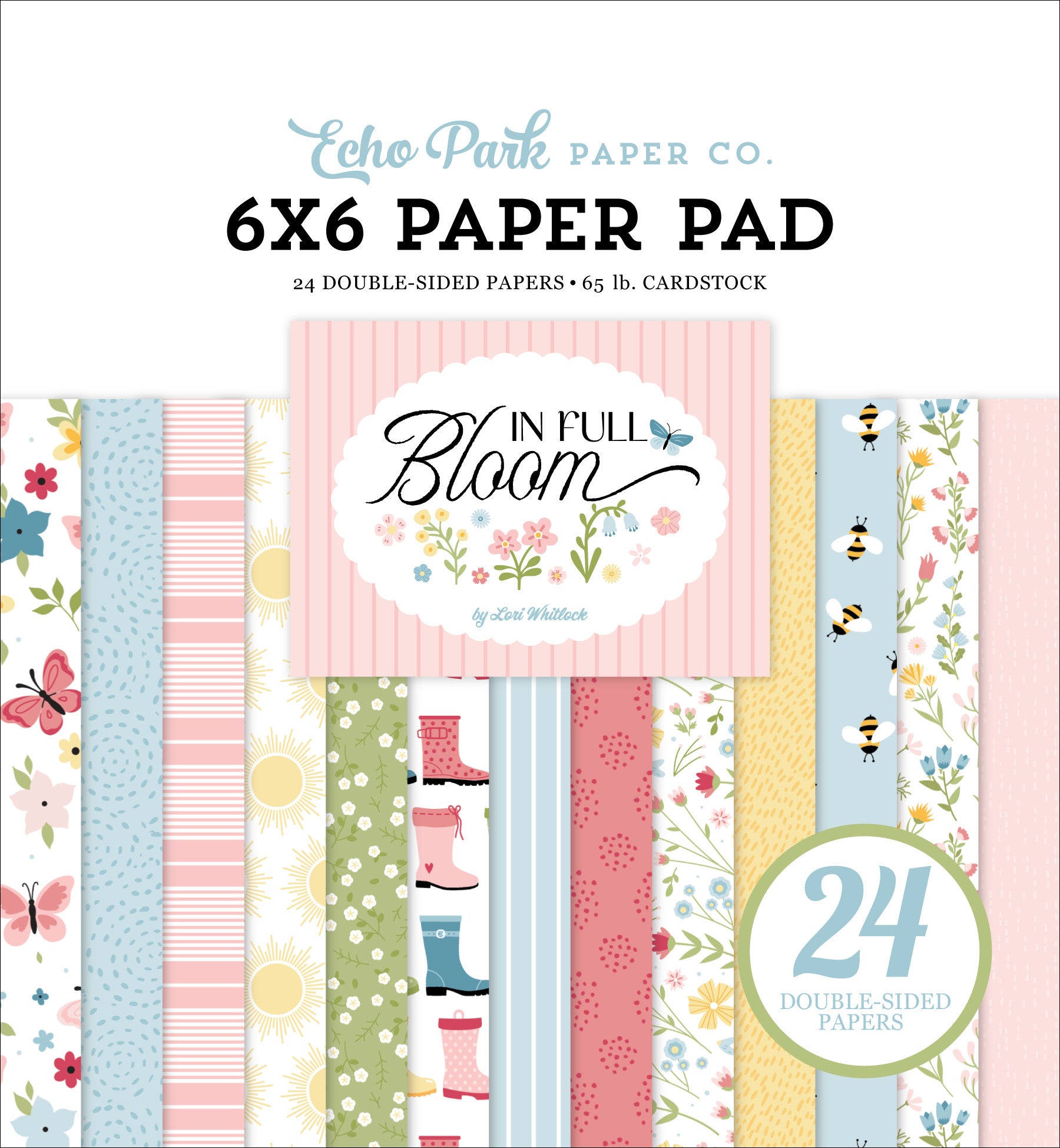 6x6 paper pad by Echo Park Paper Co. with 'In Full Bloom' design on a white background