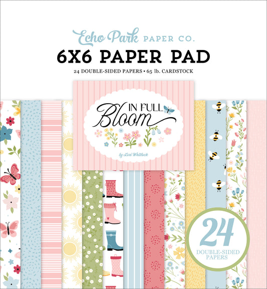 6x6 paper pad by Echo Park Paper Co. with 'In Full Bloom' design on a white background