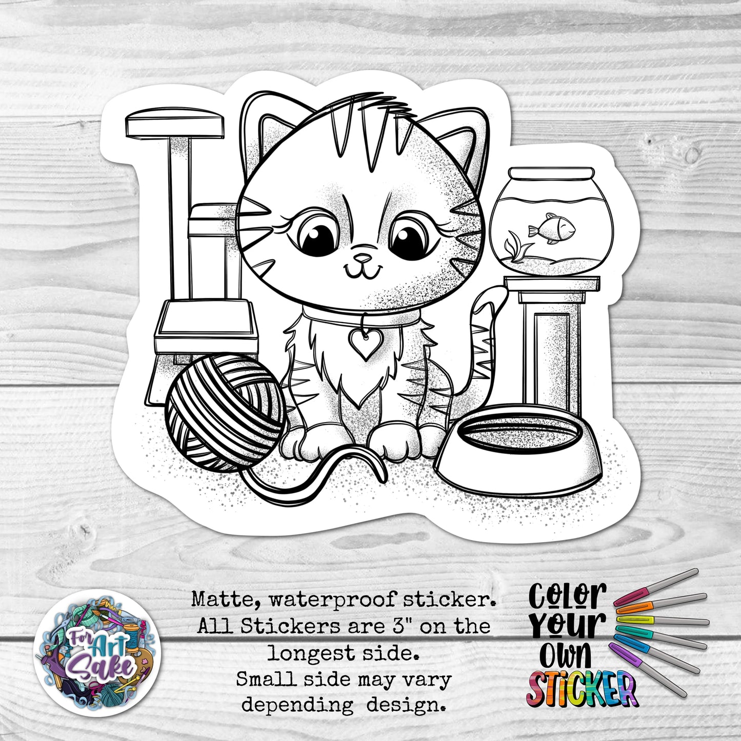 For Art Sake Stickers -  3" Sticker -CYO - Kitty