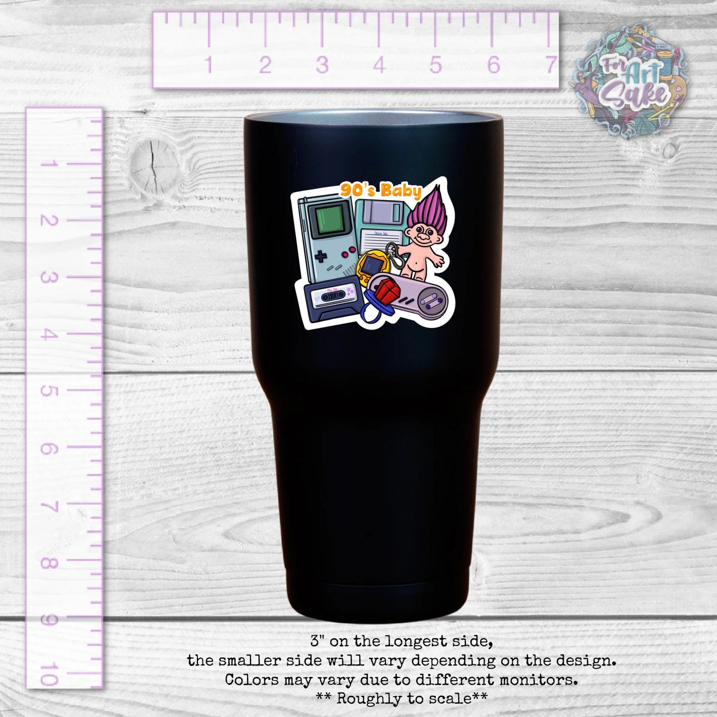 For Art Sake Stickers -  3" Sticker - 90's Baby