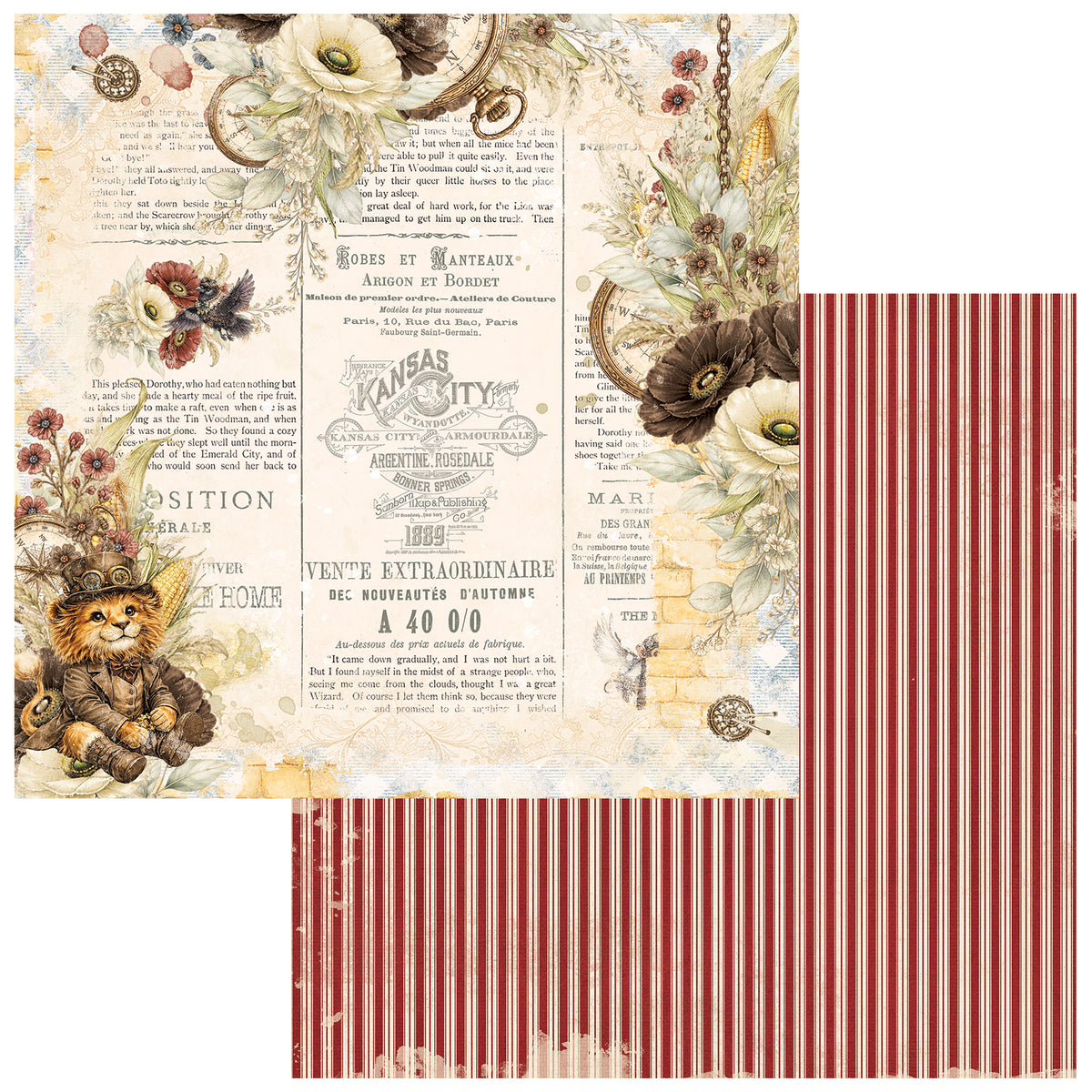 49 And Market - Chronicles Of Oz Collection - 12 x 12 Double Sided Paper - Softly Brave