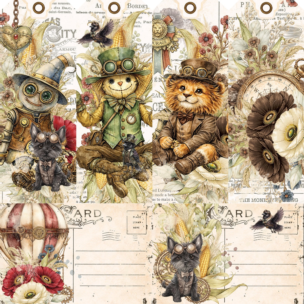 49 And Market - Chronicles Of Oz Collection - 12 x 12 Double Sided Paper - Postcards From Oz