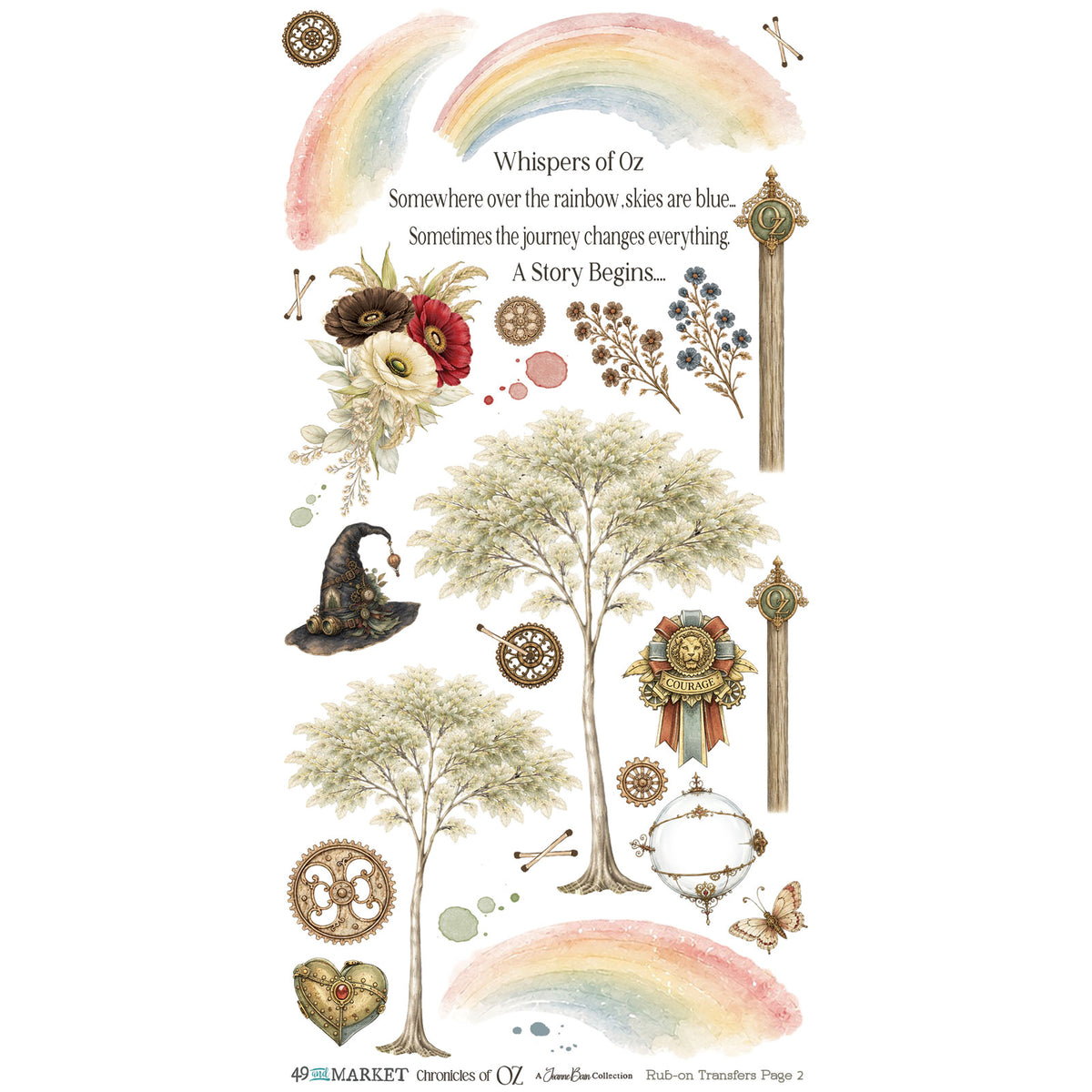 49 And Market - Chronicles Of Oz Collection - Blendable Rub On Transfers