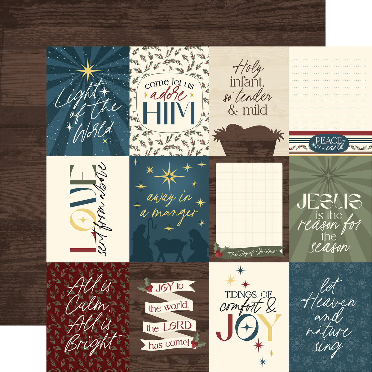 Echo Park - Joy To The World Collection - 12 x 12 Double Sided Paper - 3 x 4 Journaling Cards