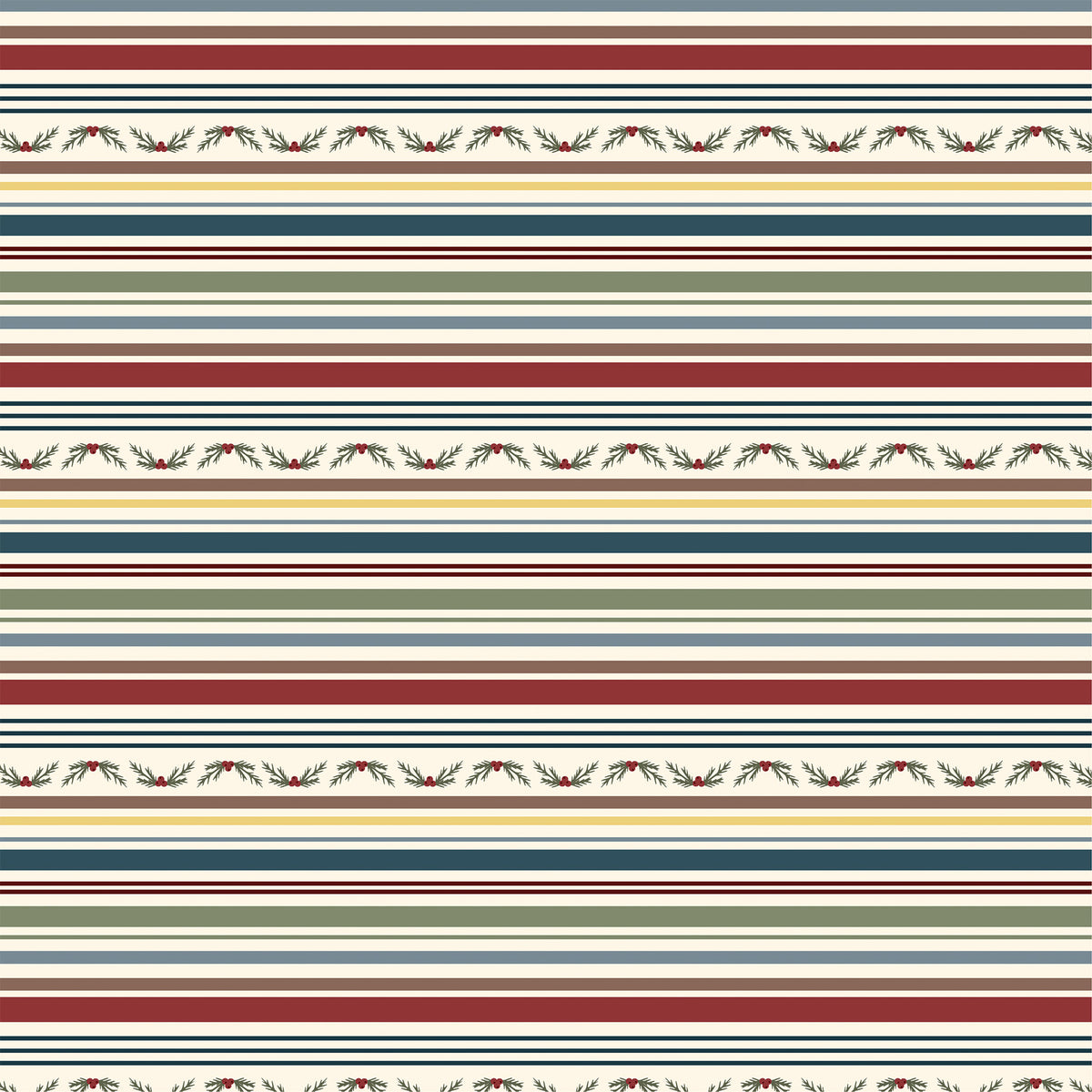 Echo Park - Joy To The World Collection - 12 x 12 Double Sided Paper - Holly And Stripes