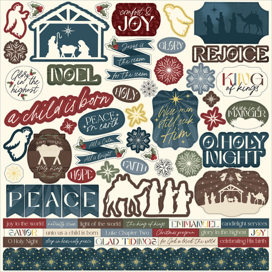 Echo Park - Joy To The World Collection - Element Cardstock Sticker