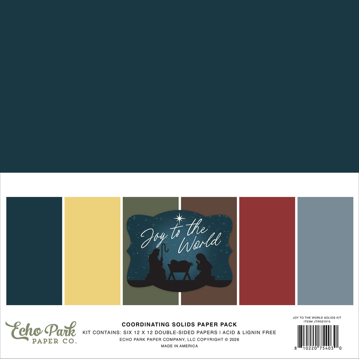 Echo Park - Joy To The World Collection - 12 x 12 Paper Pack - Solids