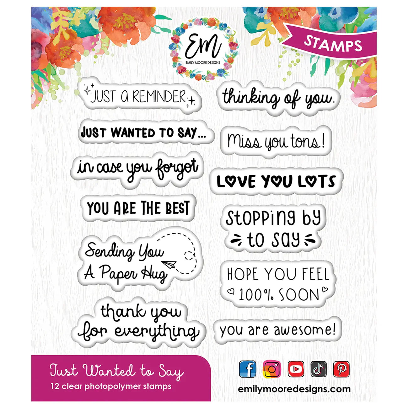 Emily Moore Designs -  Clear Photopolymer Stamps - Just Wanted To Say