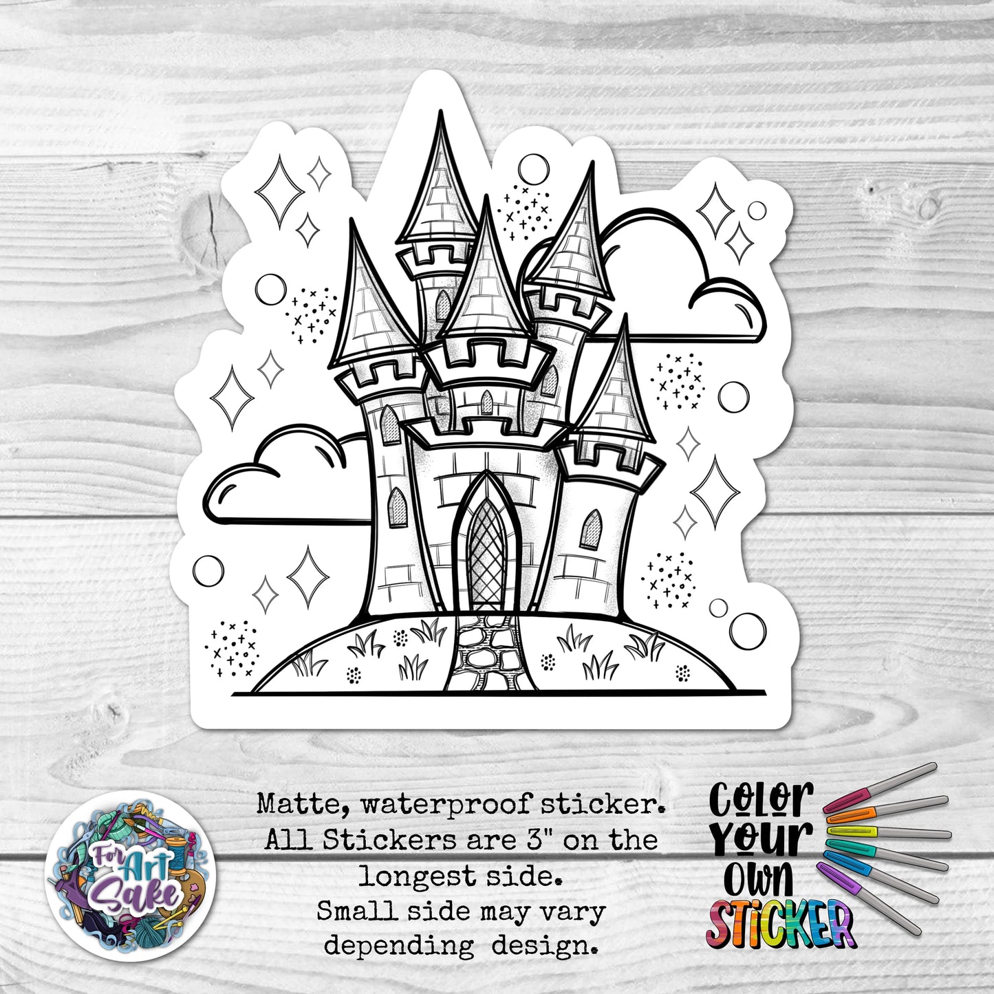 For Art Sake Stickers -  3" Sticker -CYO - Castle