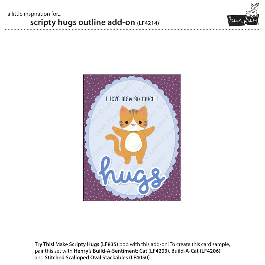 Lawn Fawn - Custom Craft Dies - Scripty Hugs Outline
