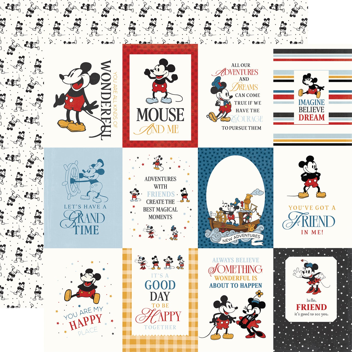 Echo Park - Mouse And Me Collection - 12 x 12 Double-Sided Paper - 3 x 4 Journaling Cards