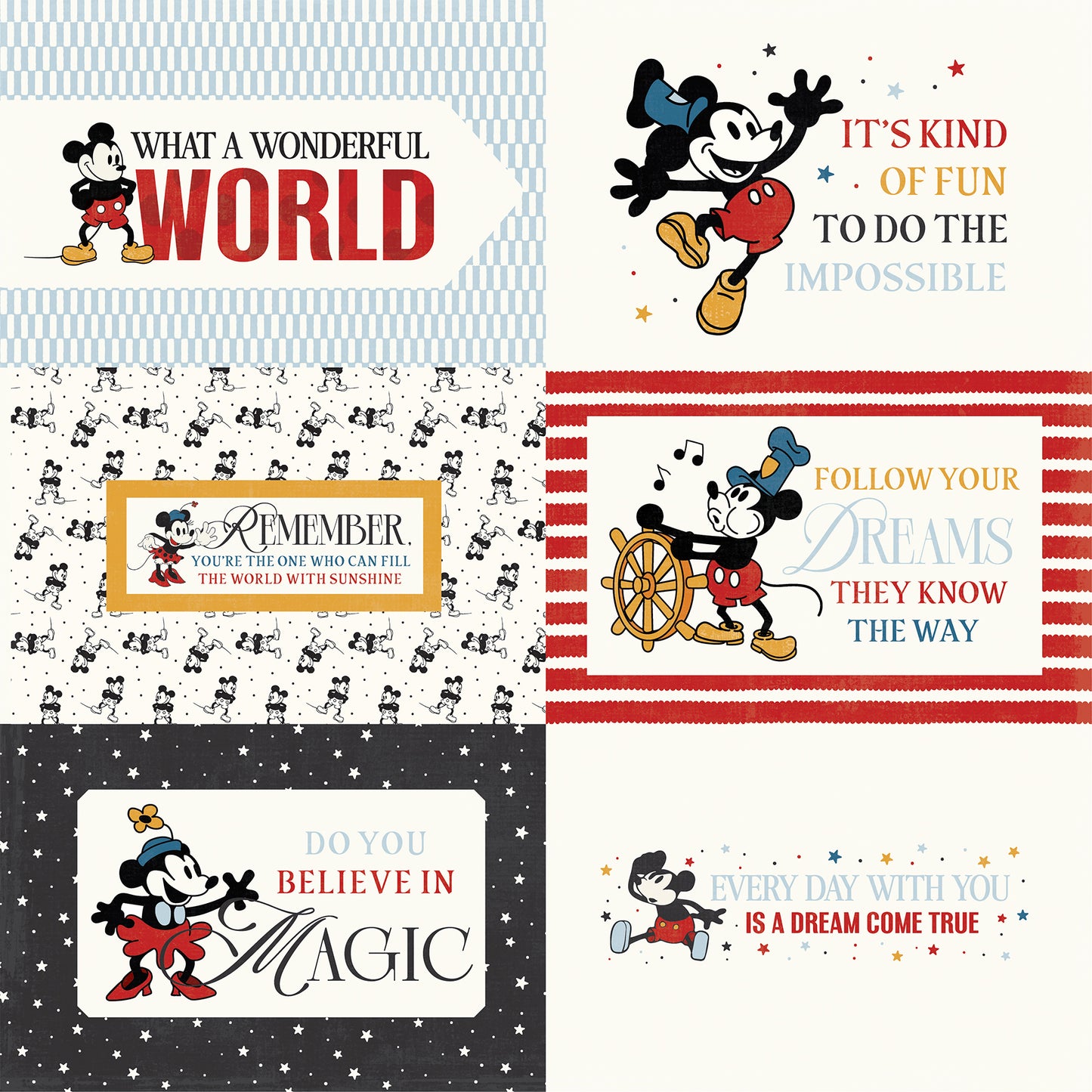 Echo Park - Mouse And Me Collection - 12 x 12 Double-Sided Paper - 6 x 4 Journaling Cards