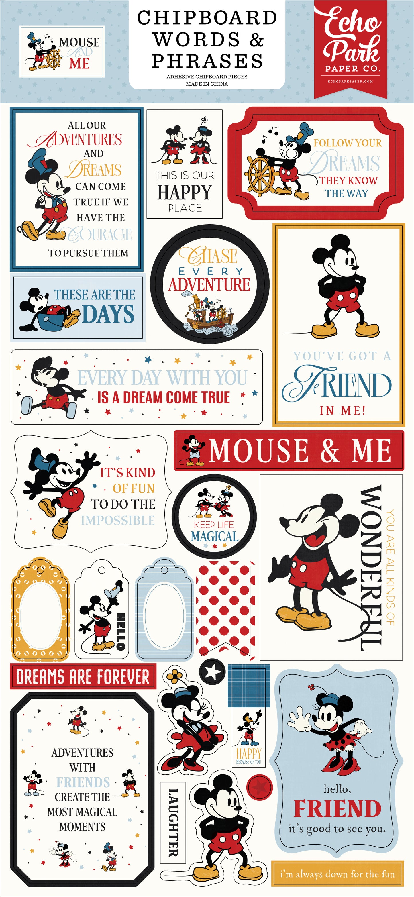 Echo Park - Mouse And Me Collection - Chipboard Words & Phrases