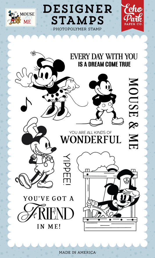 Echo Park - Mouse And Me Collection - Designer Stamps - Vintage Mouse Sweetheart Stamp Set