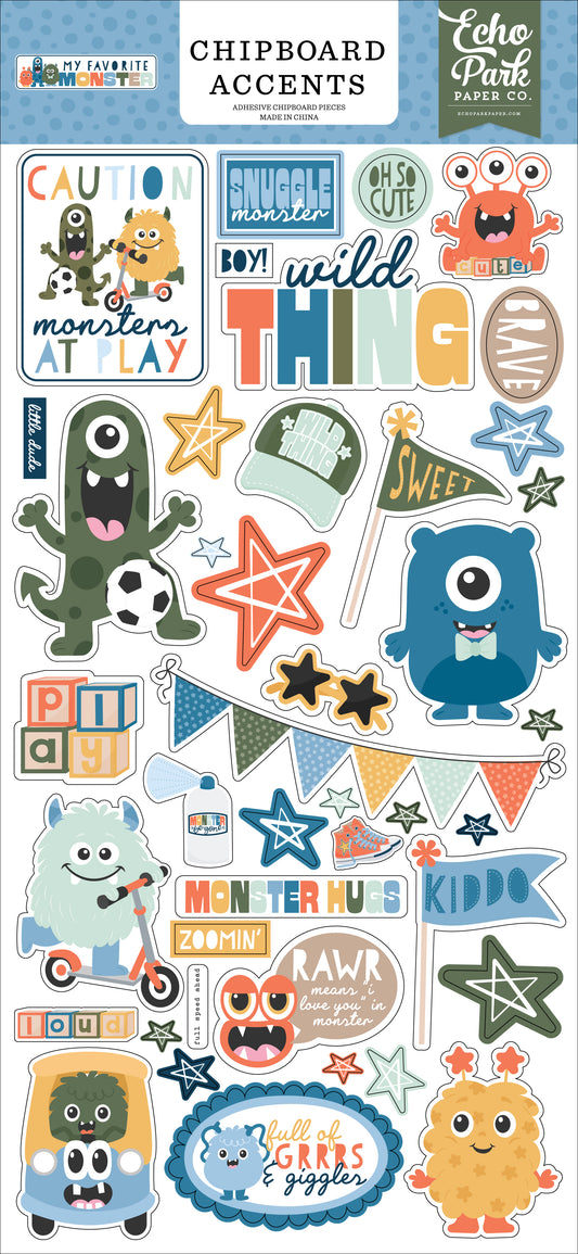 Echo Park - My Favorite Monster Collection - Chipboard Accents