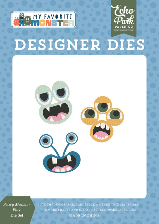 Echo Park - My Favorite Monster Collection - Designer Dies - Scary Monster Face
