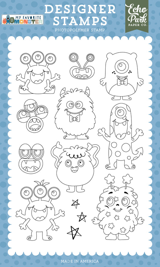 Echo Park - My Favorite Monster Collection - Clear Photopolymer Stamps - Monsters At Play