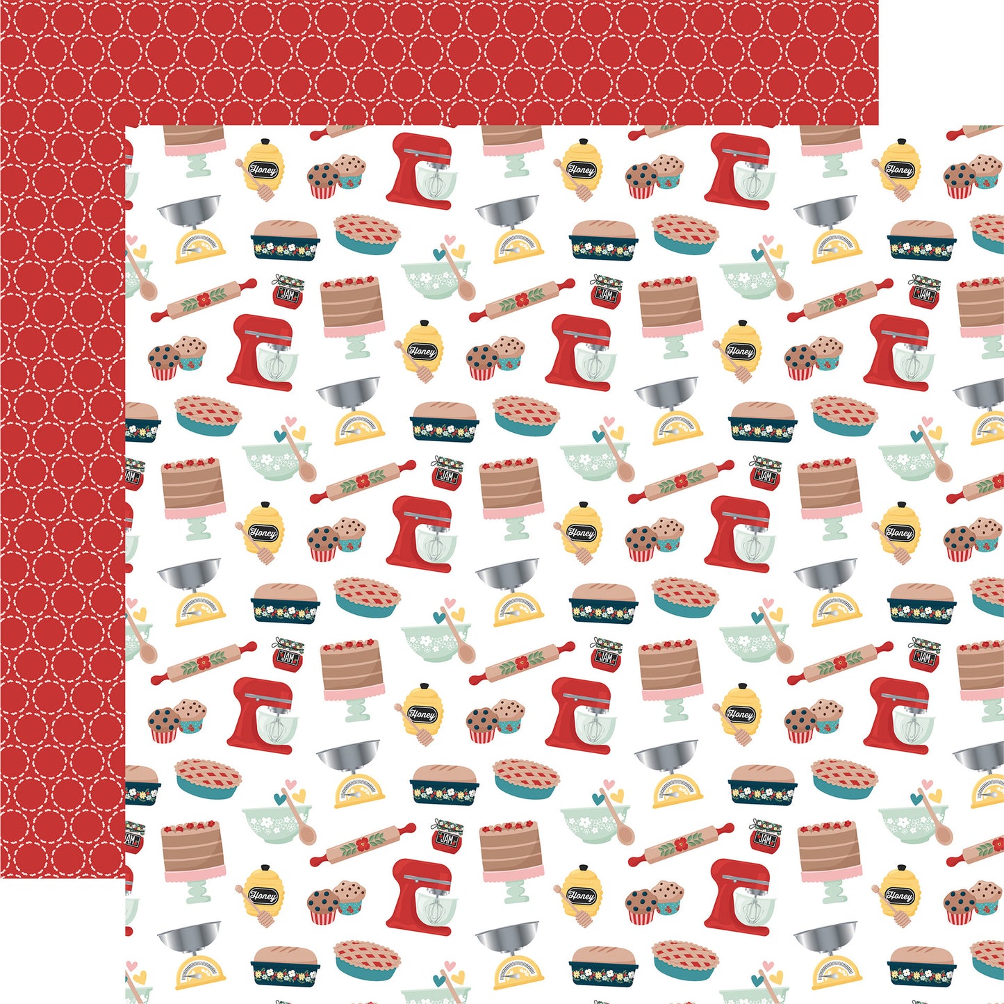Echo Park - Mom's Kitchen Collection - 12 x 12  Double Sided Paper - Mom's Baking Essentials