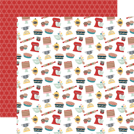 Echo Park - Mom's Kitchen Collection - 12 x 12  Double Sided Paper - Mom's Baking Essentials