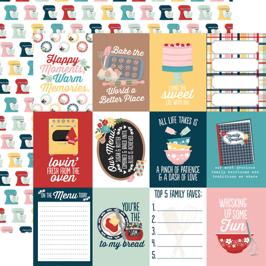 Echo Park - Mom's Kitchen Collection - 12 x 12  Double Sided Paper -3 x 4 Journaling Cards