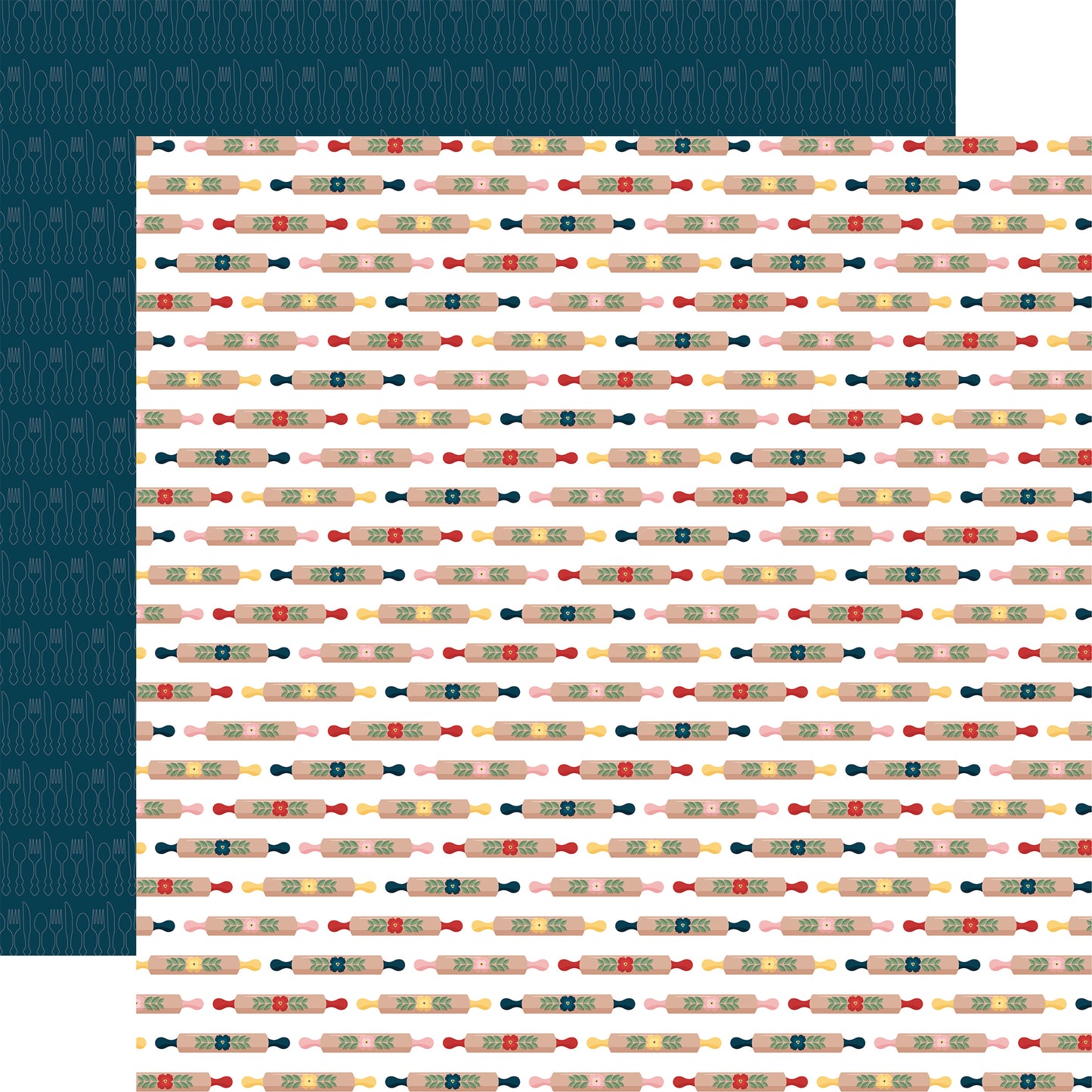 Echo Park - Mom's Kitchen Collection - 12 x 12  Double Sided Paper -Rolling Pins