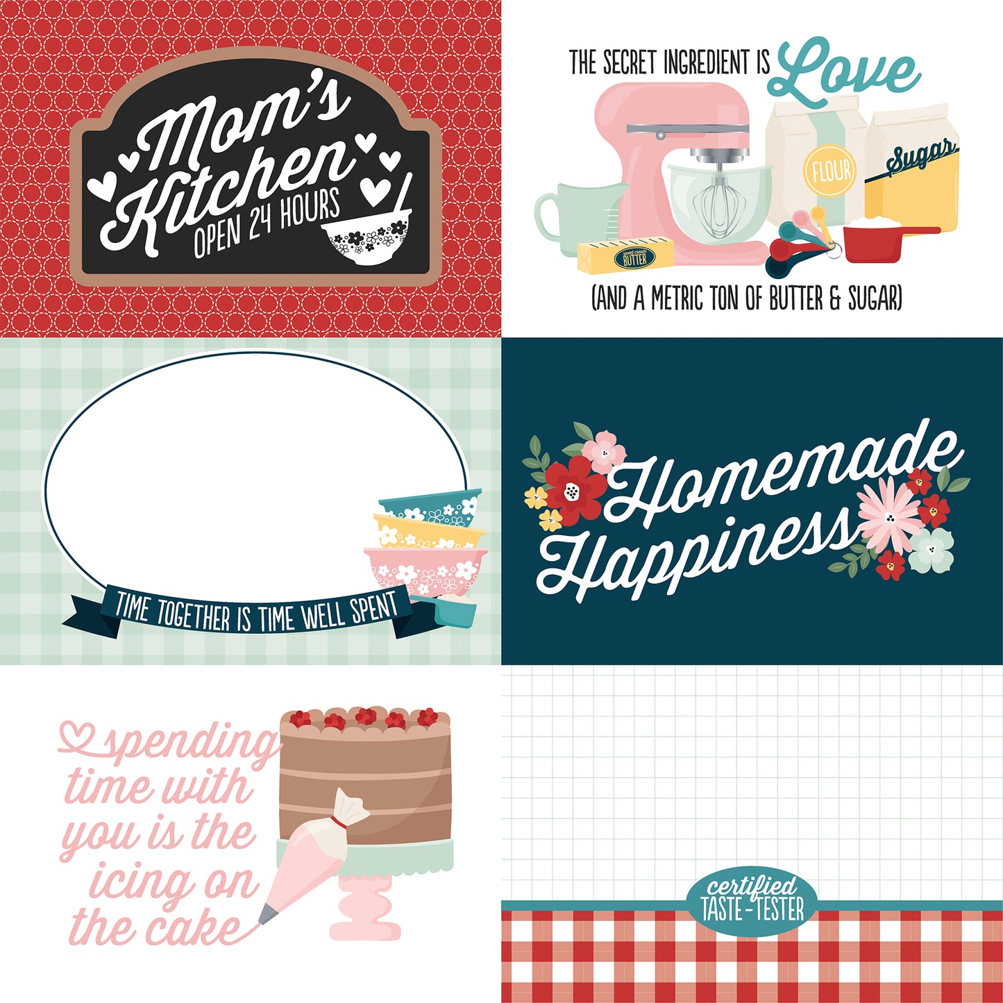 Echo Park - Mom's Kitchen Collection - 12 x 12  Double Sided Paper - 4 x 6 Journaling Cards