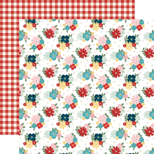 Echo Park - Mom's Kitchen Collection - 12 x 12  Double Sided Paper -Gathered Floral