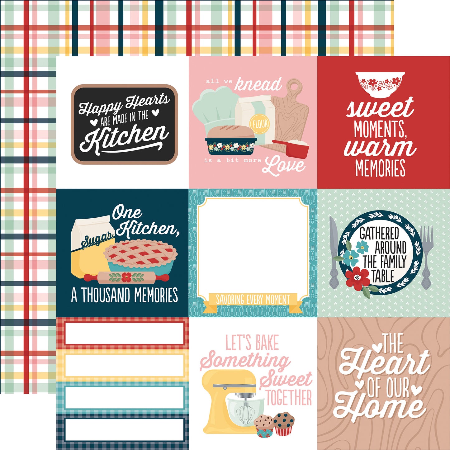 Echo Park - Mom's Kitchen Collection - 12 x 12  Double Sided Paper - 4 x 4 Journaling Cards