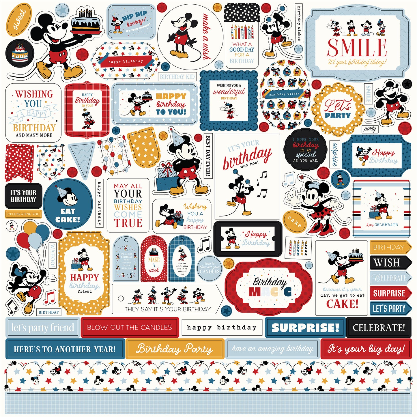 Echo Park - Mouse And Me Birthday Collection - Cardstock Stickers - Elements