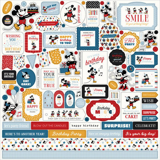 Echo Park - Mouse And Me Birthday Collection - Cardstock Stickers - Elements