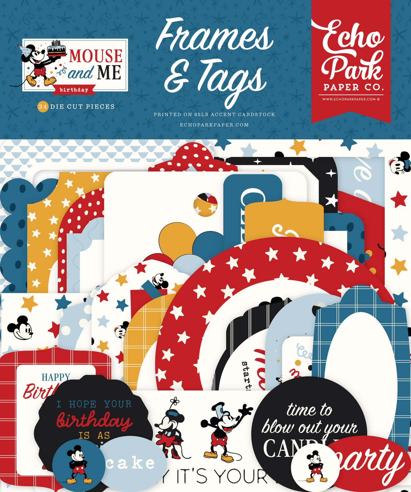 Echo Park - Mouse And Me Birthday Collection - Ephemera - Frames And Tags