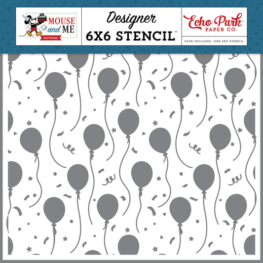 Echo Park - Mouse And Me Birthday Collection - Stencils - Birthday Magic Balloons