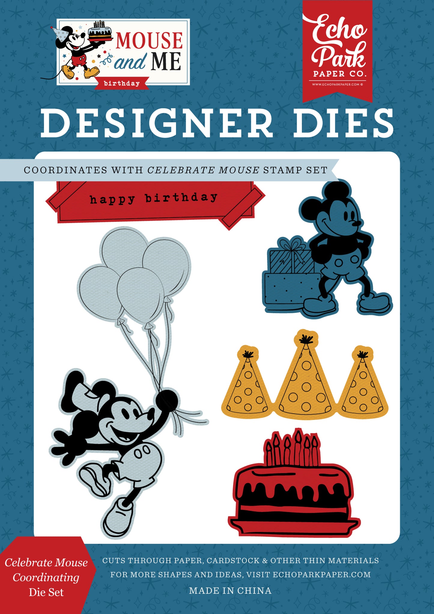 Echo Park - Mouse And Me Birthday Collection - Designer Dies - Celebrate Mouse