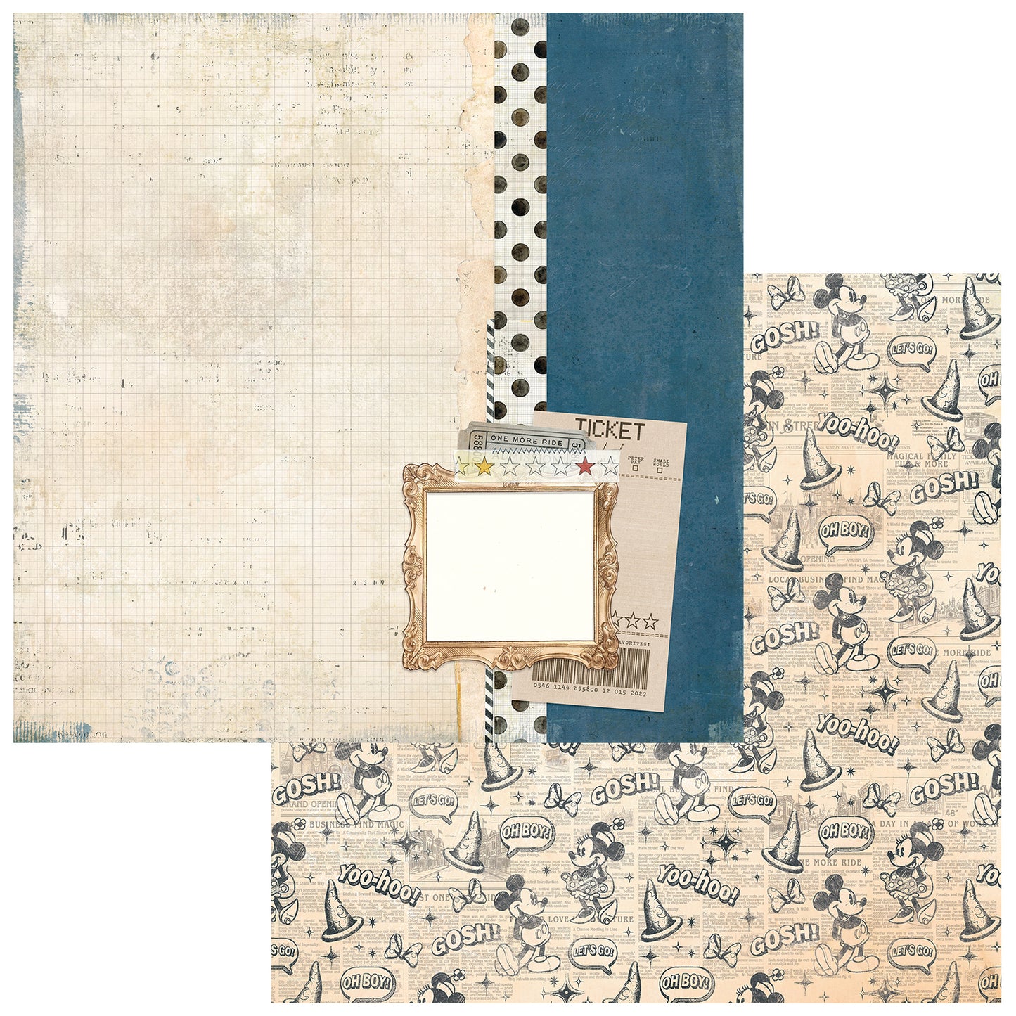 49 and Market - Mouse And Co Collection - 12 x 12 Double Sided Paper - Let's Go