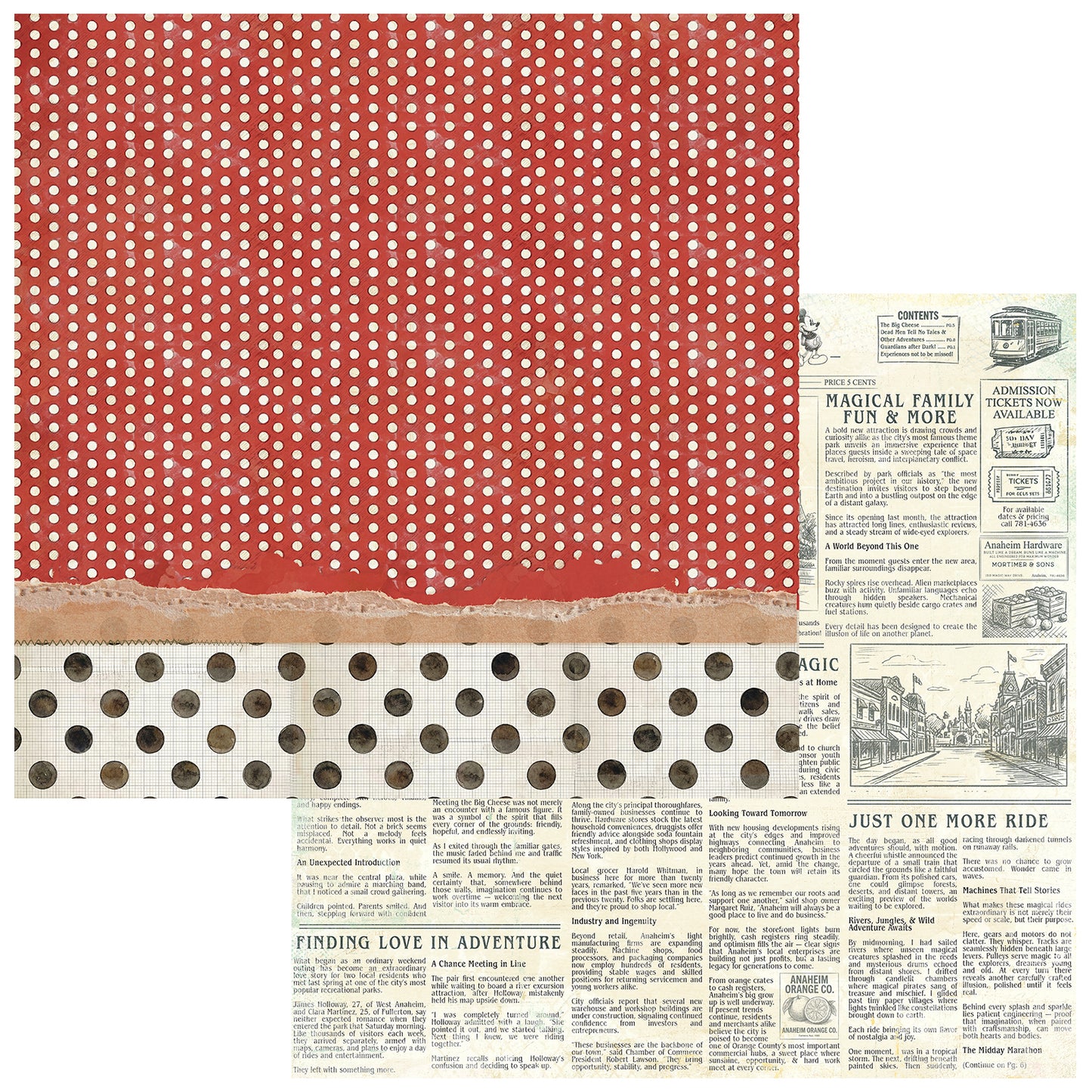 49 and Market - Mouse And Co Collection - 12 x 12 Double Sided Paper - Main St. Press