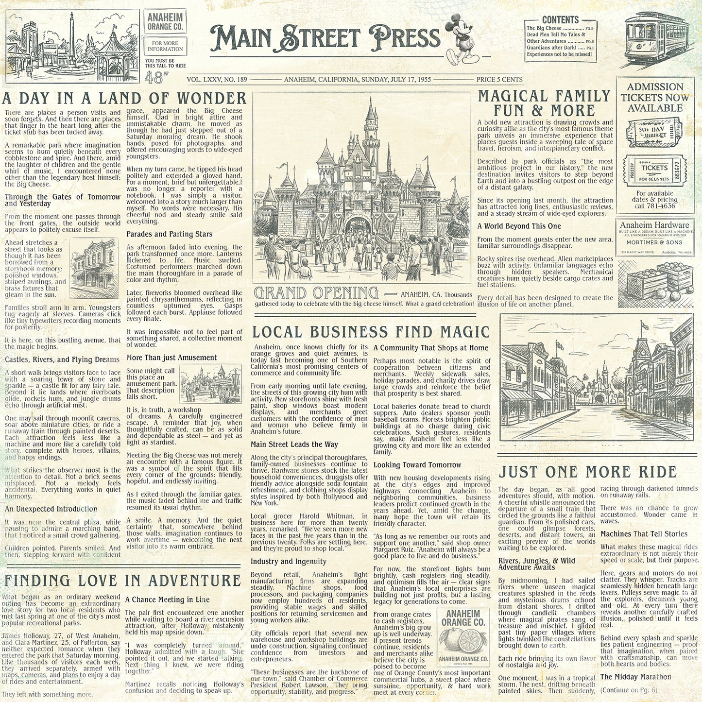 49 and Market - Mouse And Co Collection - 12 x 12 Double Sided Paper - Main St. Press