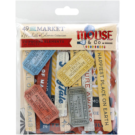 49 and Market - Mouse And Co Collection - Chipboard Set
