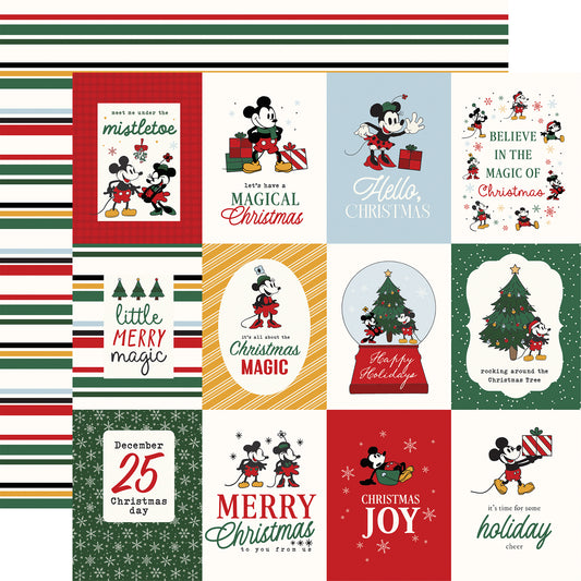 Echo Park - Mouse And Me Christmas Collection - 12 x 12 Double Sided Paper - 3 x 4 Journaling Cards