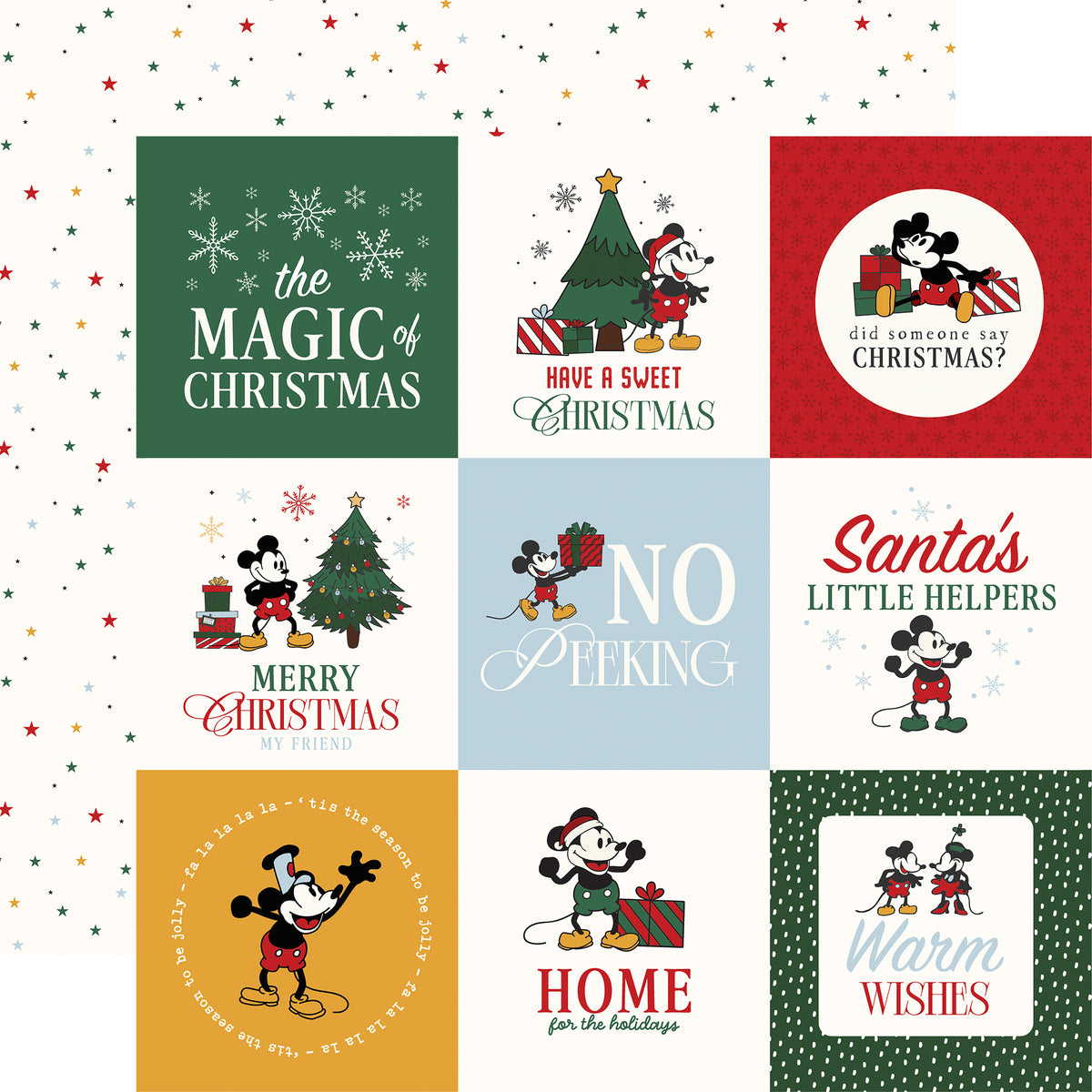Echo Park - Mouse And Me Christmas Collection - 12 x 12 Double Sided Paper - 4 x 4 Journaling Cards