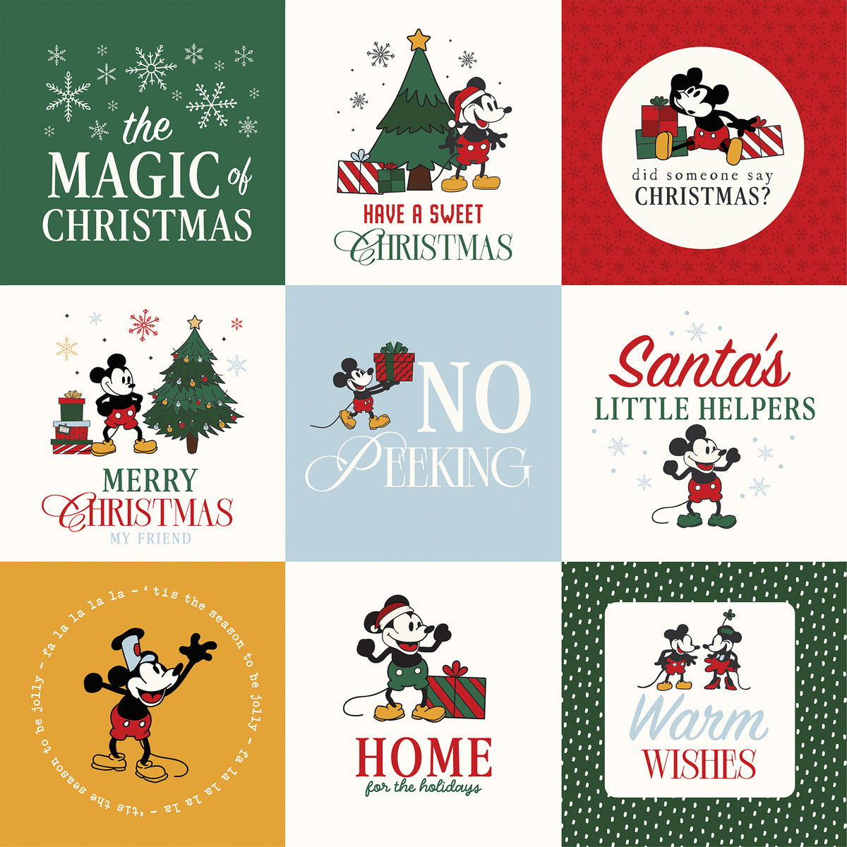 Echo Park - Mouse And Me Christmas Collection - 12 x 12 Double Sided Paper - 4 x 4 Journaling Cards